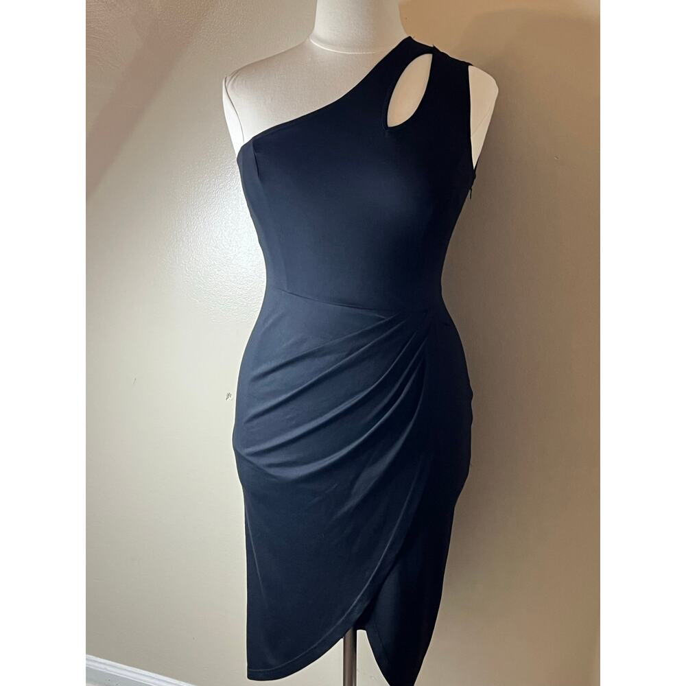 Theenkoln Midi Fitted Bodycon Dress Sleeveless One Shoulder Y2K- Size L - Picture 4 of 7